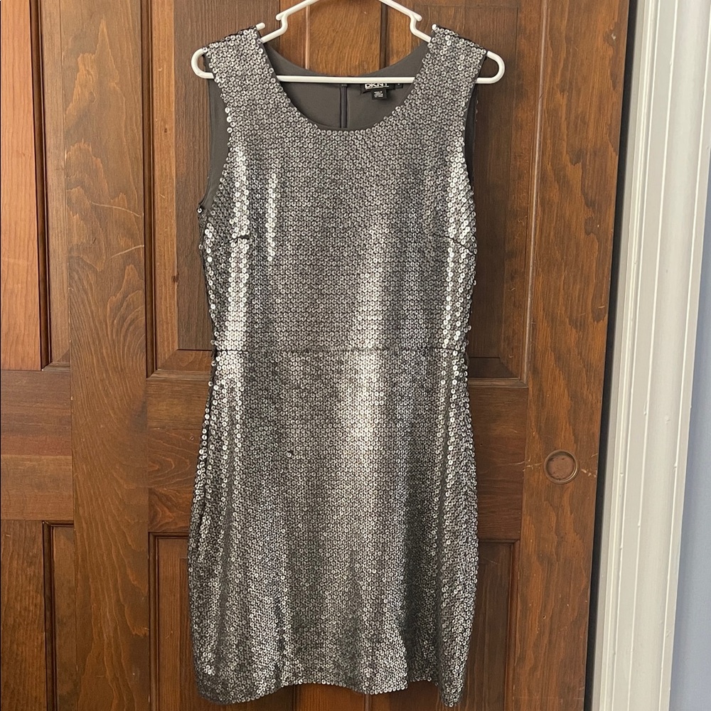 DKNY Silver Sequin Mini Dress